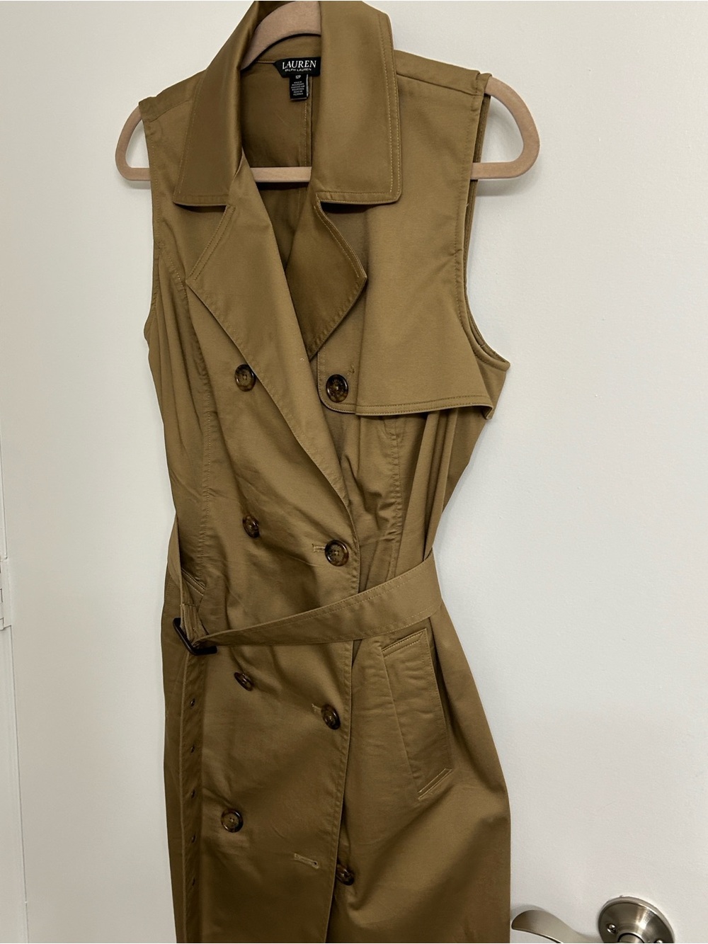 Lauren Ralph Lauren Sleeveless Trench Dress in Camel